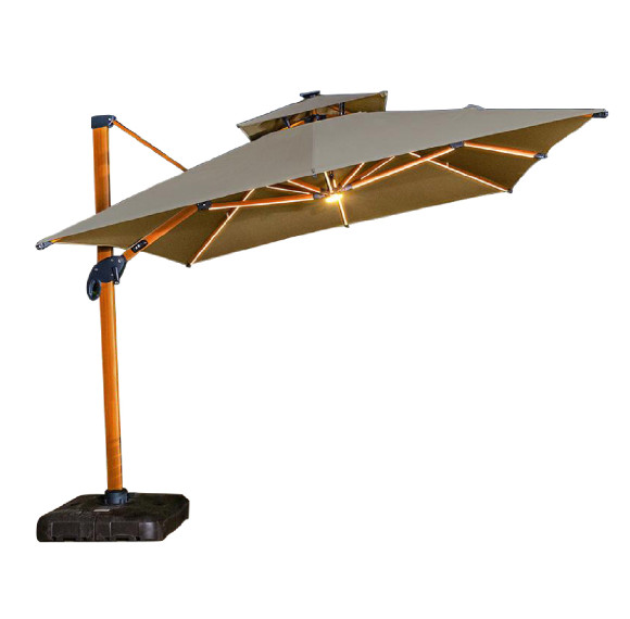 Elegant Side Pole Parasol Wood Grain Finish for Stylish Outdoor Shading