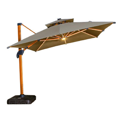Elegant Side Pole Parasol Wood Grain Finish for Stylish Outdoor Shading