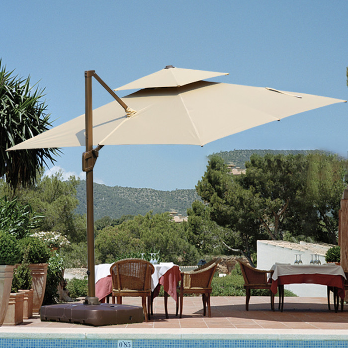 Crank Lift Side Pole Umbrella with Smooth Offset Design | Commercial Patio Umbrella with Hand Crank