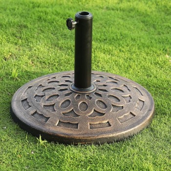 Decorative Style Resin Umbrella Base with Bronze Finish for 38–48mm Pole | resin parasol base bronze finish