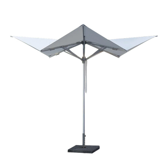 Dual Canopy Modern Patio Umbrella with Central Pole for Poolside Sun Protection | outdoor umbrella modern design