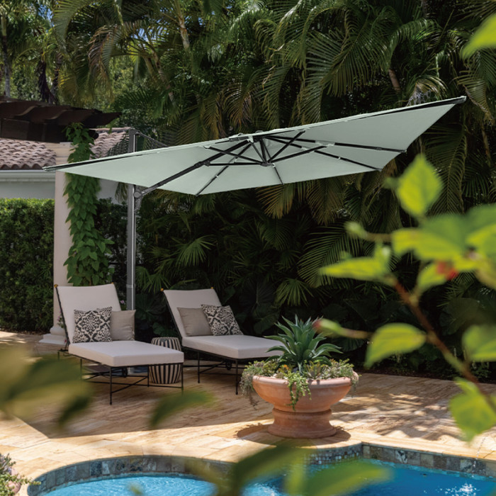 Three-Part Cantilever Umbrella with Detachable Aluminum Structure and Vented Canopy for Outdoor Shade | Commercial cantilever umbrella