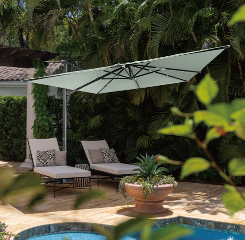 Three-Part Cantilever Umbrella with Detachable Aluminum Structure and Vented Canopy