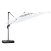 Modern offset patio umbrella with solar LED lights | heavy duty outdoor shade umbrella