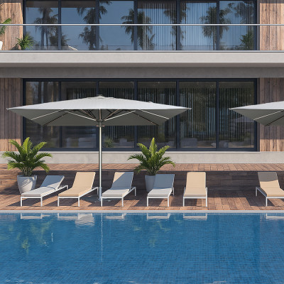 Commercial Large Outdoor Umbrella: 3*4M/4*4M/5*5M, Gas Spring-Assisted Opening, ODM/OEM & Customizable Sizes/Colors