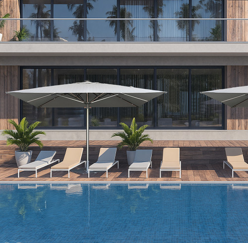 Commercial Large Outdoor Umbrella: 3*4M/4*4M/5*5M, Gas Spring-Assisted Opening, ODM/OEM & Customizable Sizes/Colors