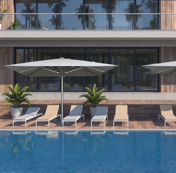 Commercial Large Outdoor Umbrella: 3*4M/4*4M/5*5M, Gas Spring-Assisted Opening, ODM/OEM & Customizable Sizes/Colors