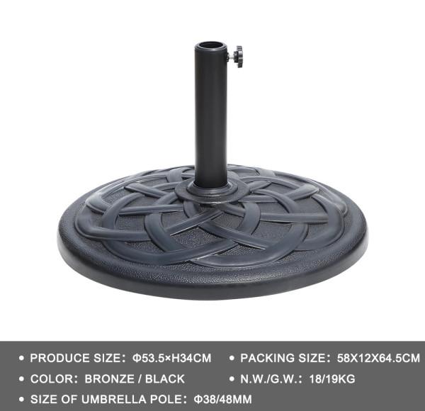 18kg Heavy Duty Patio Umbrella Base: 38/48mm Pole Fit, Decorative Stable Outdoor Stand