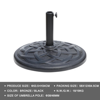 18kg Heavy Duty Patio Umbrella Base: 38/48mm Pole Fit, Decorative Stable Outdoor Stand
