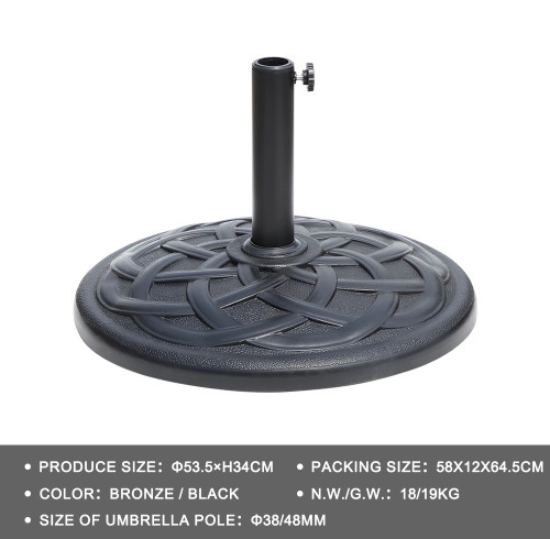 18kg Heavy Duty Patio Umbrella Base: 38/48mm Pole Fit, Decorative Stable Outdoor Stand