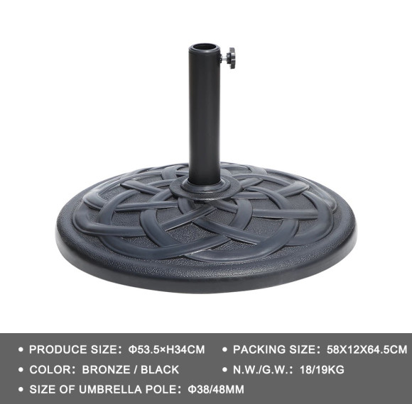 18kg Heavy Duty Patio Umbrella Base: 38/48mm Pole Fit, Decorative Stable Outdoor Stand