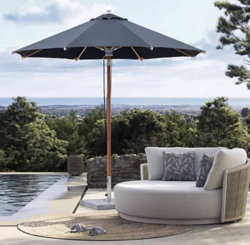 FHUM069 Center Pole Umbrella | 48mm Pole, 8 Ribs, 2.5-4m | Foris Hortus