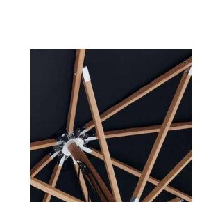 Close-up of FHUM069 eight-rib aluminum frame with wood-grain finish