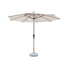 FHUM076 Wood-Grain Aluminum Tilt Center Pole Outdoor Umbrella | 3M Round with LED Light Option