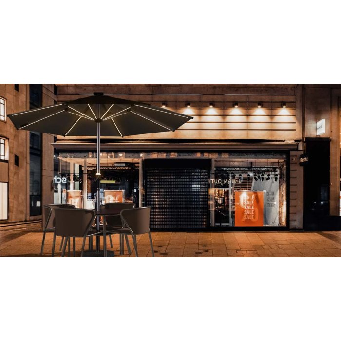 FHUM055 Premium Aluminum Center Pole Outdoor Umbrella with LED & 360° Rotation, Ø3.0M Round
