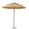 Three-Tier Ventilated Outdoor Patio Umbrella with Wood-Grain Aluminum Pole