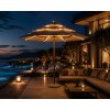 Three-Tier Ventilated Outdoor Patio Umbrella with Wood-Grain Aluminum Pole