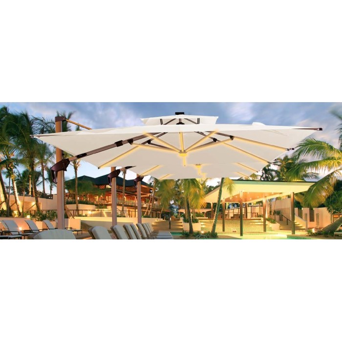 FHUM040(L) Premium Cantilever Outdoor Umbrella with Adjustable Tilt & LED Lighting Option