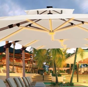 FHUM040(L) Premium Cantilever Outdoor Umbrella with Adjustable Tilt & LED Lighting Option