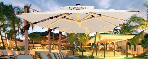 FHUM040(L) Premium Cantilever Outdoor Umbrella with Adjustable Tilt & LED Lighting Option
