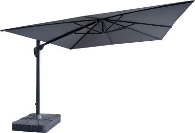 FHUM052 (S) Roman Side Pole Umbrella with 360° Rotation, Optional LED & Double Canopy, Natural Anodized Aluminum, Up to 3×4M
