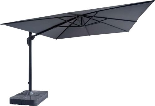 FHUM052 (S) Roman Side Pole Umbrella with 360° Rotation, Optional LED & Double Canopy, Natural Anodized Aluminum, Up to 3×4M