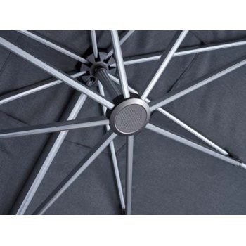 FHUM052 (S) Roman Side Pole Umbrella with 360° Rotation, Optional LED & Double Canopy, Natural Anodized Aluminum, Up to 3×4M