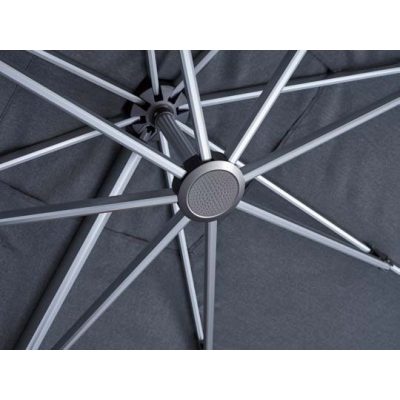 FHUM052 (S) Roman Side Pole Umbrella with 360° Rotation, Optional LED & Double Canopy, Natural Anodized Aluminum, Up to 3×4M