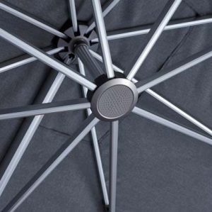 FHUM052 (S) Roman Side Pole Umbrella with 360° Rotation, Optional LED & Double Canopy, Natural Anodized Aluminum, Up to 3×4M