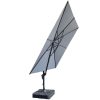 FHUM052 (S) Roman Side Pole Umbrella with 360° Rotation, Optional LED & Double Canopy, Natural Anodized Aluminum, Up to 3×4M