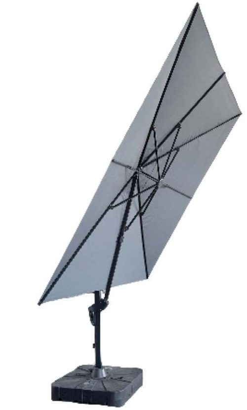 FHUM052 (S) Roman Side Pole Umbrella with 360° Rotation, Optional LED & Double Canopy, Natural Anodized Aluminum, Up to 3×4M