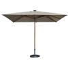 FHUM105 Premium Wood-Grain Aluminum Center Pole Outdoor Umbrella | Square Rectangular with Push-Pull & LED