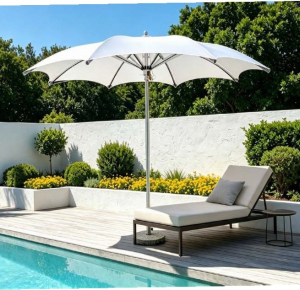 FHUM086 Wind-Optimized Aluminum Center Pole Outdoor Umbrella | Granite Base