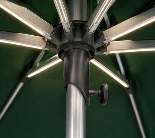 FHUM104 Premium Aluminum Roman Center Pole Outdoor Umbrella, Double-Tier Canopy, Push-Pull, LED Optional, 2.1×2.1M / 3×3M