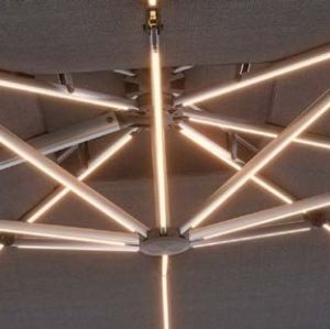 Premium 360° LED Cantilever Patio Umbrella Multi-Angle Adjustable Tilt Roman Parasol