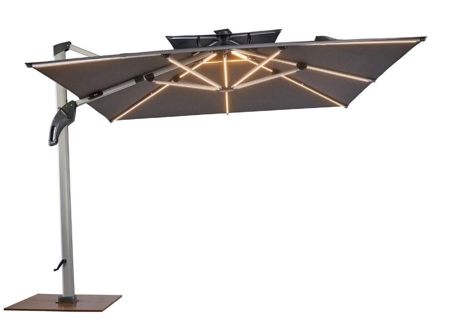 FHUM099 360° LED cantilever patio umbrella