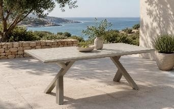 FHTB084 Modern Outdoor Dining Table with Aluminum Frame & PSPC Tabletop