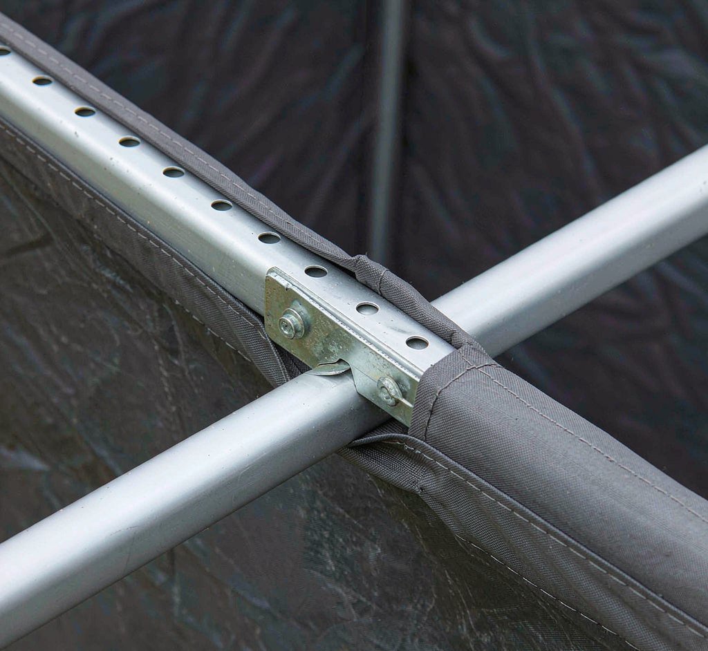 Close-up of an umbrella rib profile and canopy pocket