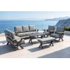 FHSF113 X-Frame High-Back Aluminum Outdoor Sofa Set, 5-Piece Modular Patio Sofa Set for Terrace, Hotel and Poolside