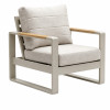FHSF207 Aluminum Outdoor Sofa Set, 5-Piece Patio Set with Teak Armrests and Bench for Terrace, Hotel and Poolside