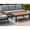 FHSF077-A12 Dark Grey Aluminum Outdoor Sofa Set, 4-Piece Patio Set with Rope-Back Seats and Slat Table for Terrace and Garden