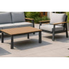 FHSF077-A12 Dark Grey Aluminum Outdoor Sofa Set, 4-Piece Patio Set with Rope-Back Seats and Slat Table for Terrace and Garden