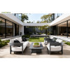 FHSF075-B1 Dark Grey Aluminum Outdoor Sofa Set, 4-Piece Patio Set with 20 cm Cushions and Low Table for Courtyard and Garden