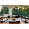 FHSF075-B1 Dark Grey Aluminum Outdoor Sofa Set, 4-Piece Patio Set with 20 cm Cushions and Low Table for Courtyard and Garden