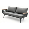 FHSF114 Aluminum Outdoor Sofa Set, 4-Piece Patio Set with Wood Armrests and Slatted Table for Garden and Courtyard