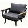 FHSF114 Aluminum Outdoor Sofa Set, 4-Piece Patio Set with Wood Armrests and Slatted Table for Garden and Courtyard