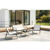 FHSF201 Steel and Textilene Outdoor Sofa Set, 4-Piece Patio Set with Sling Seats and Glass Table for Terrace and Garden