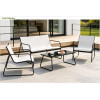 FHSF201 Steel and Textilene Outdoor Sofa Set, 4-Piece Patio Set with Sling Seats and Glass Table for Terrace and Garden