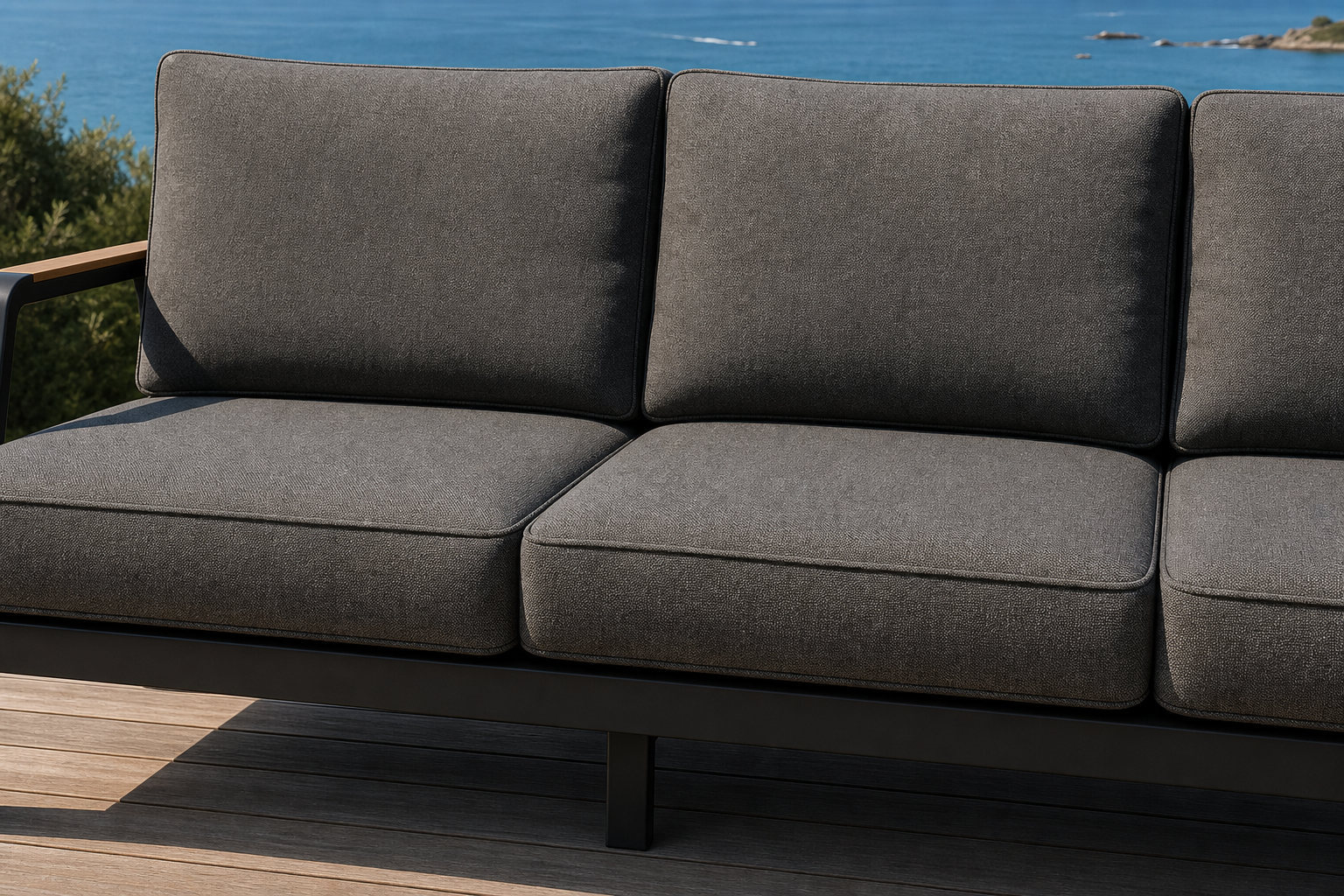 FHSF082 three-seater cushions, 220 g yarn-dyed fabric over 25D sponge