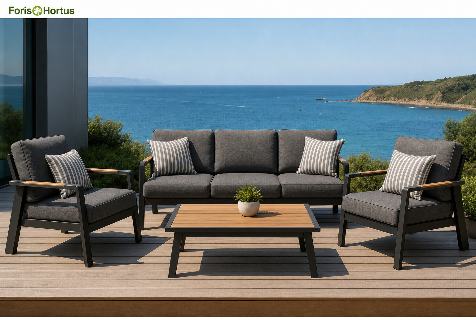 FHSF082 four-piece set arranged on the terrace deck